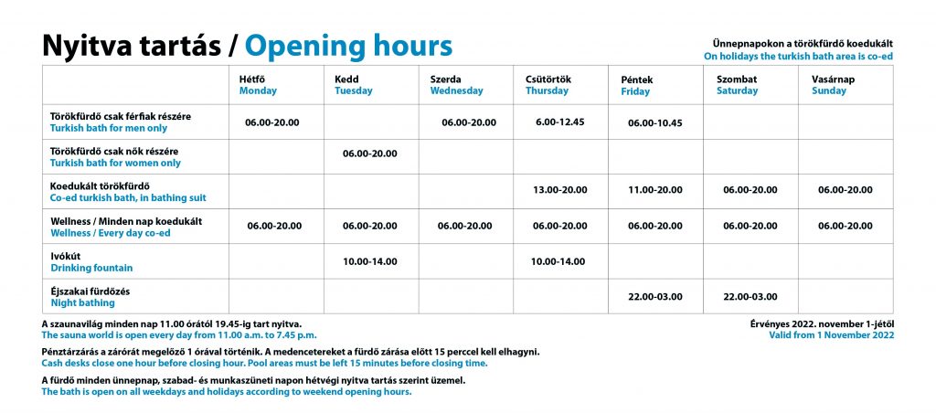 Rudas Baths Opening Hours