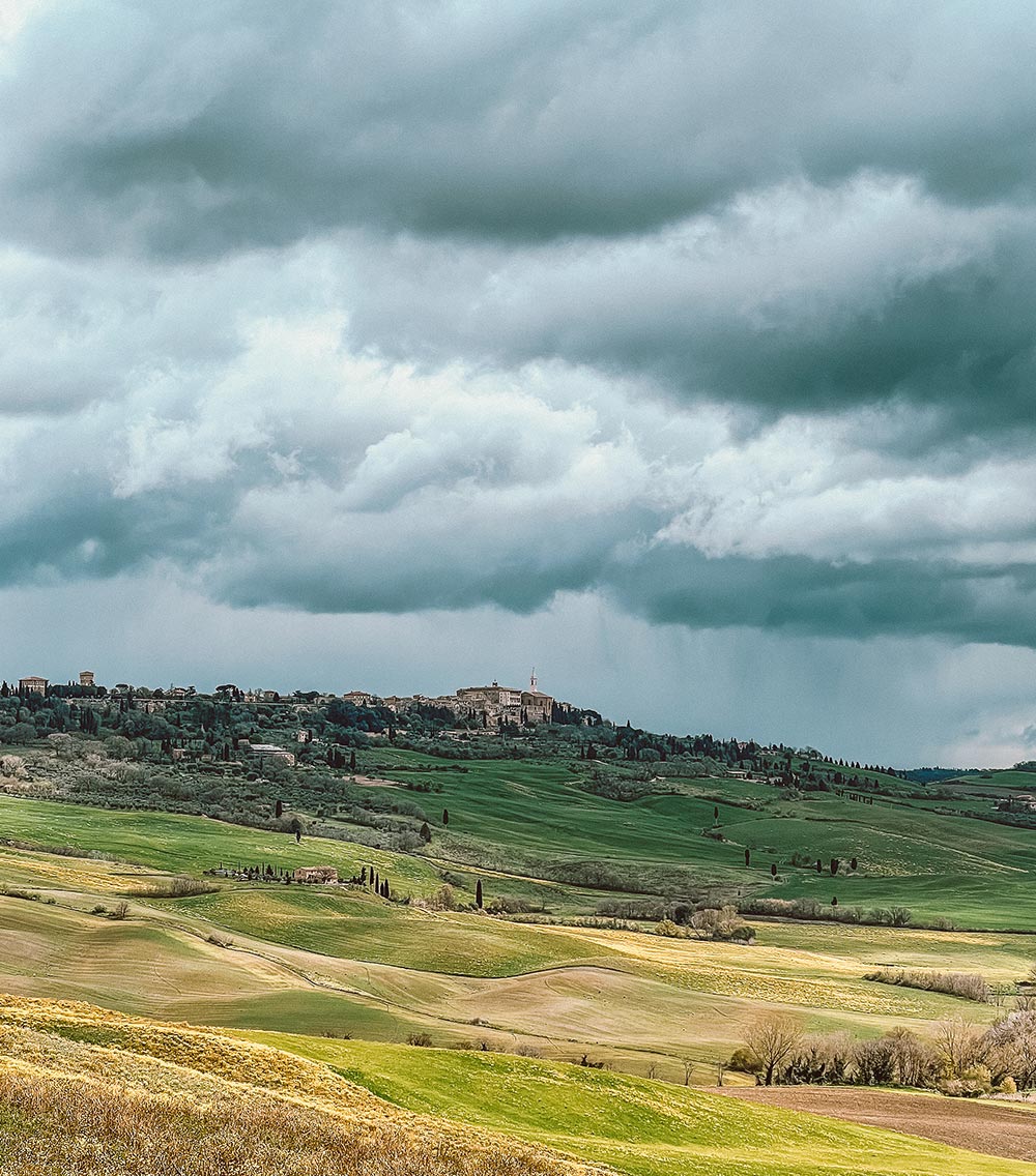 Pienza from distance, Tuscany